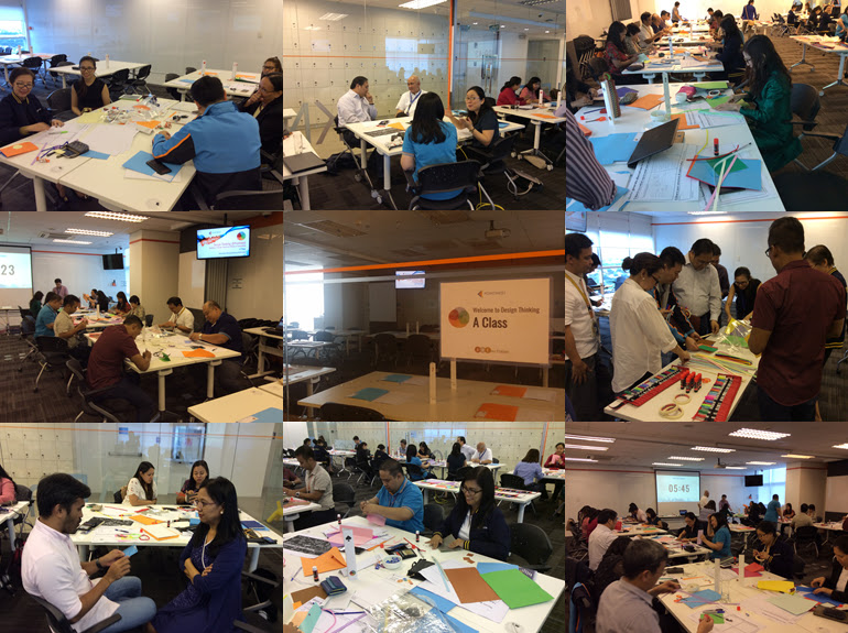 A Collage of pictures from the Design Thinking A-Class