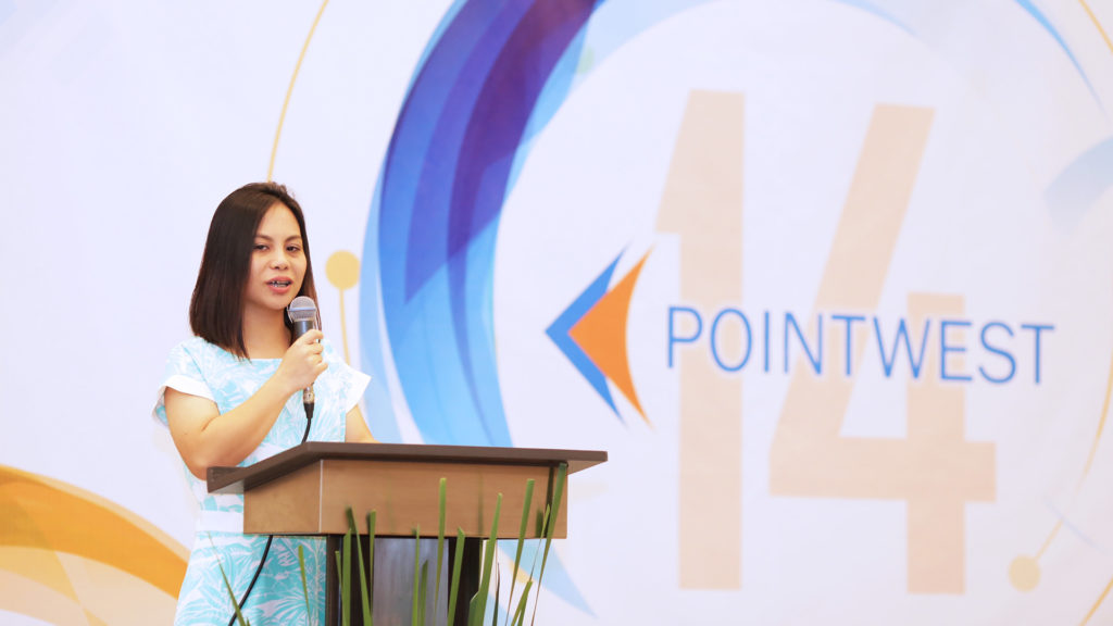 Aina giving her speech at Pointwest 14th anniversary